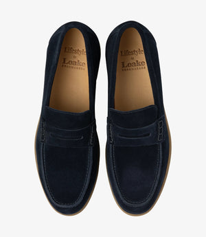 LOAKE Lucca Loafer Shoe - Navy Suede